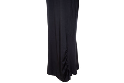 Vintage PierAntonioGaspari minimal black maxi dress with dramatic low back and asymmetrical sleeves