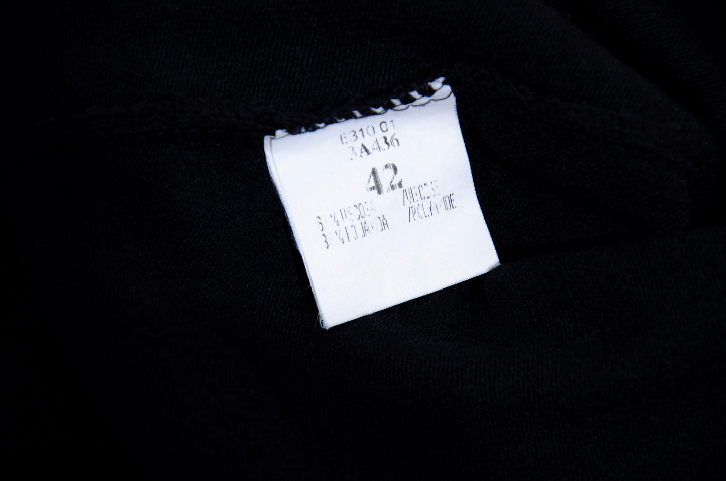 2000s Amaya Arzuaga soft black knit top with ecru doily appliqué - Made in Spain