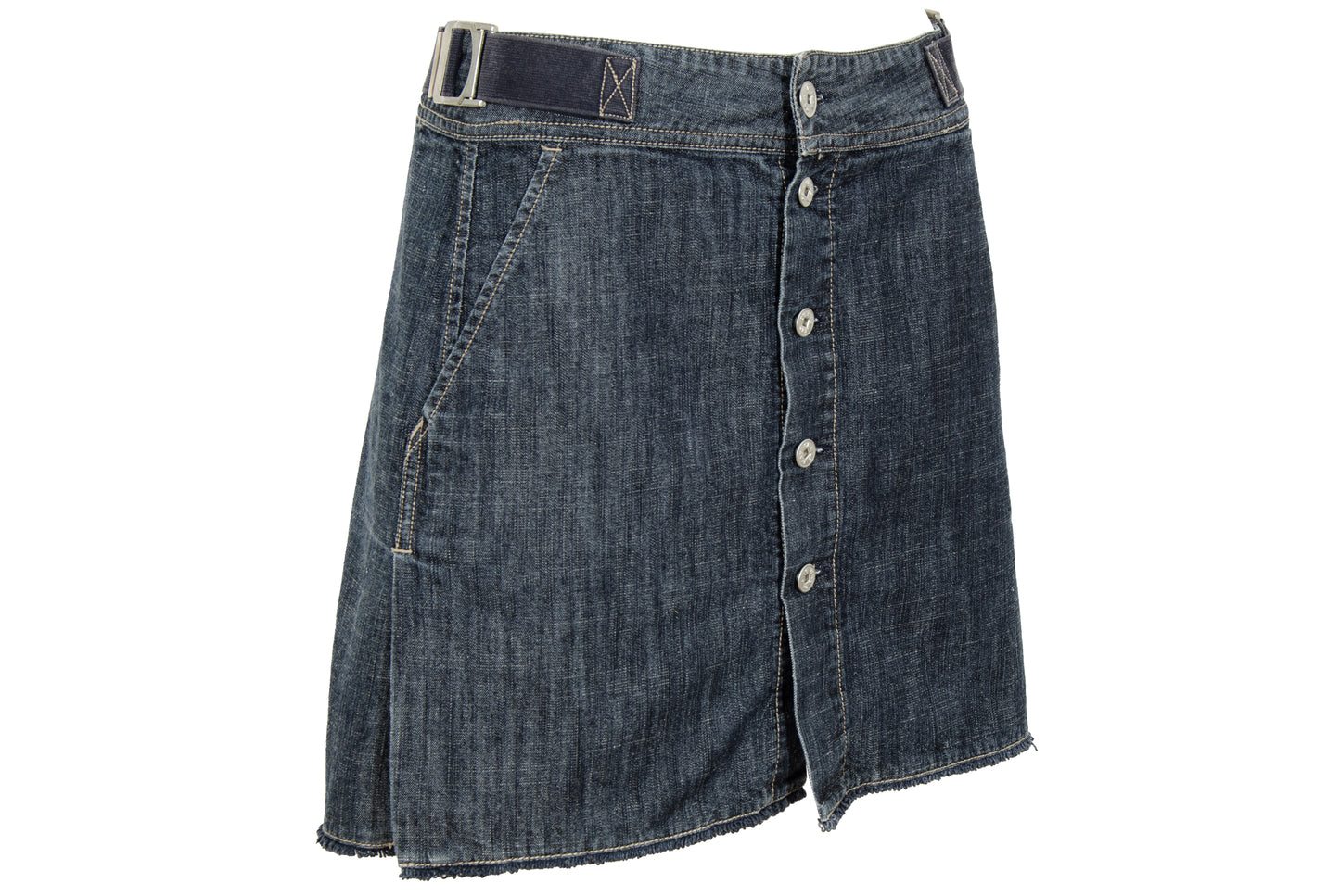 2000s Marithé + François Girbaud technical button front denim mini skirt with buckle details