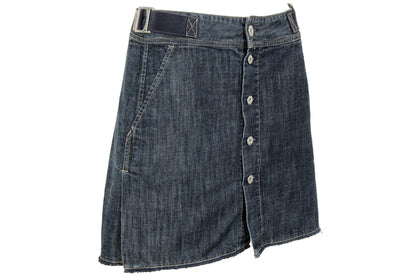 2000s Marithé + François Girbaud technical button front denim mini skirt with buckle details