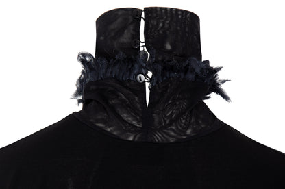 2000s Gianfranco Ferré black sheer mesh high neck sleeveless top