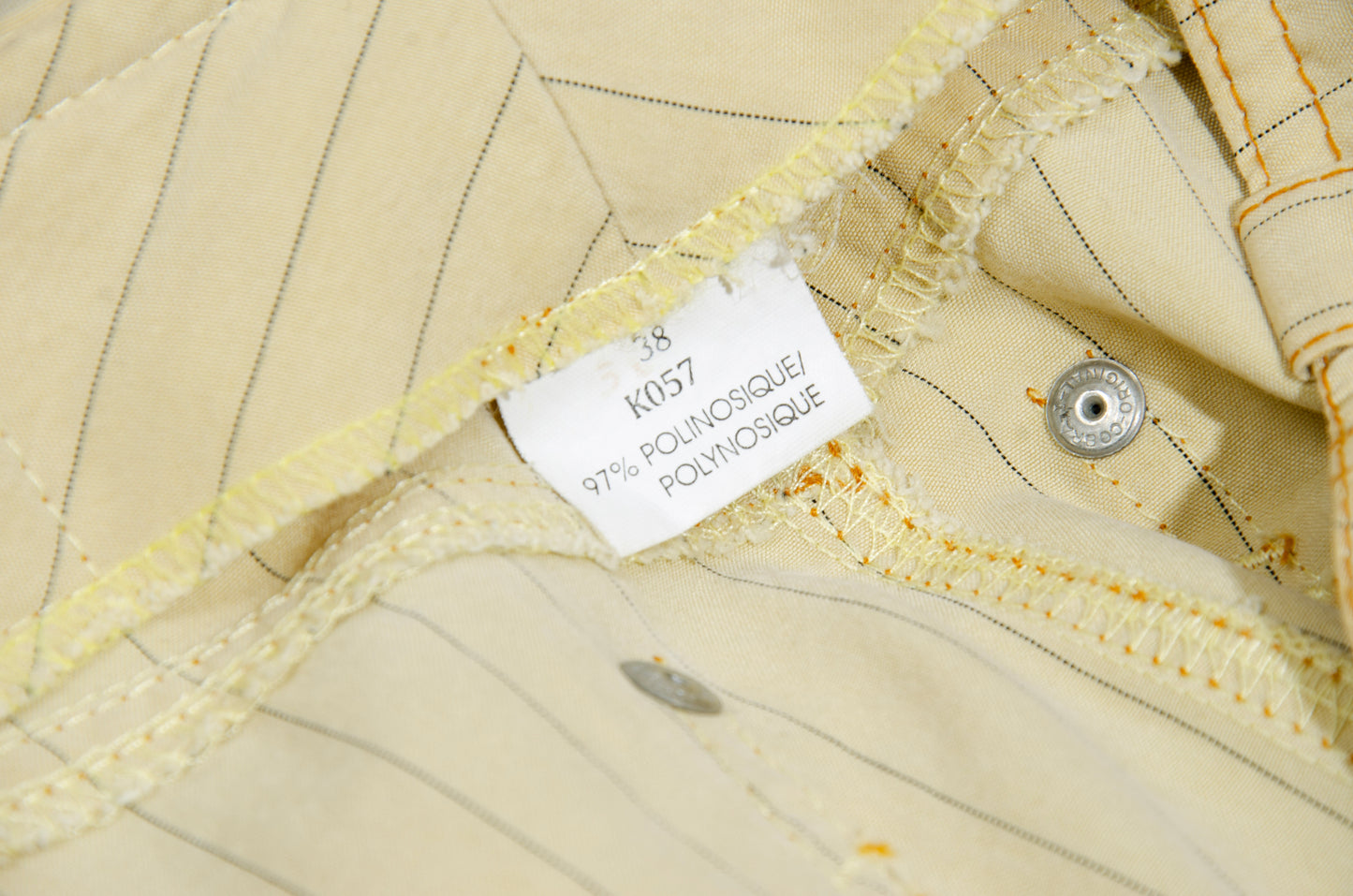 Vintage Jean Paul Gaultier butter yellow pinstripe low waisted maxi skirt