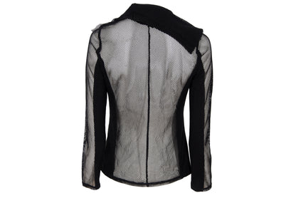 Vintage Ritsuko Shirahama black fishnet top with contrast panels and asymmetrical construction