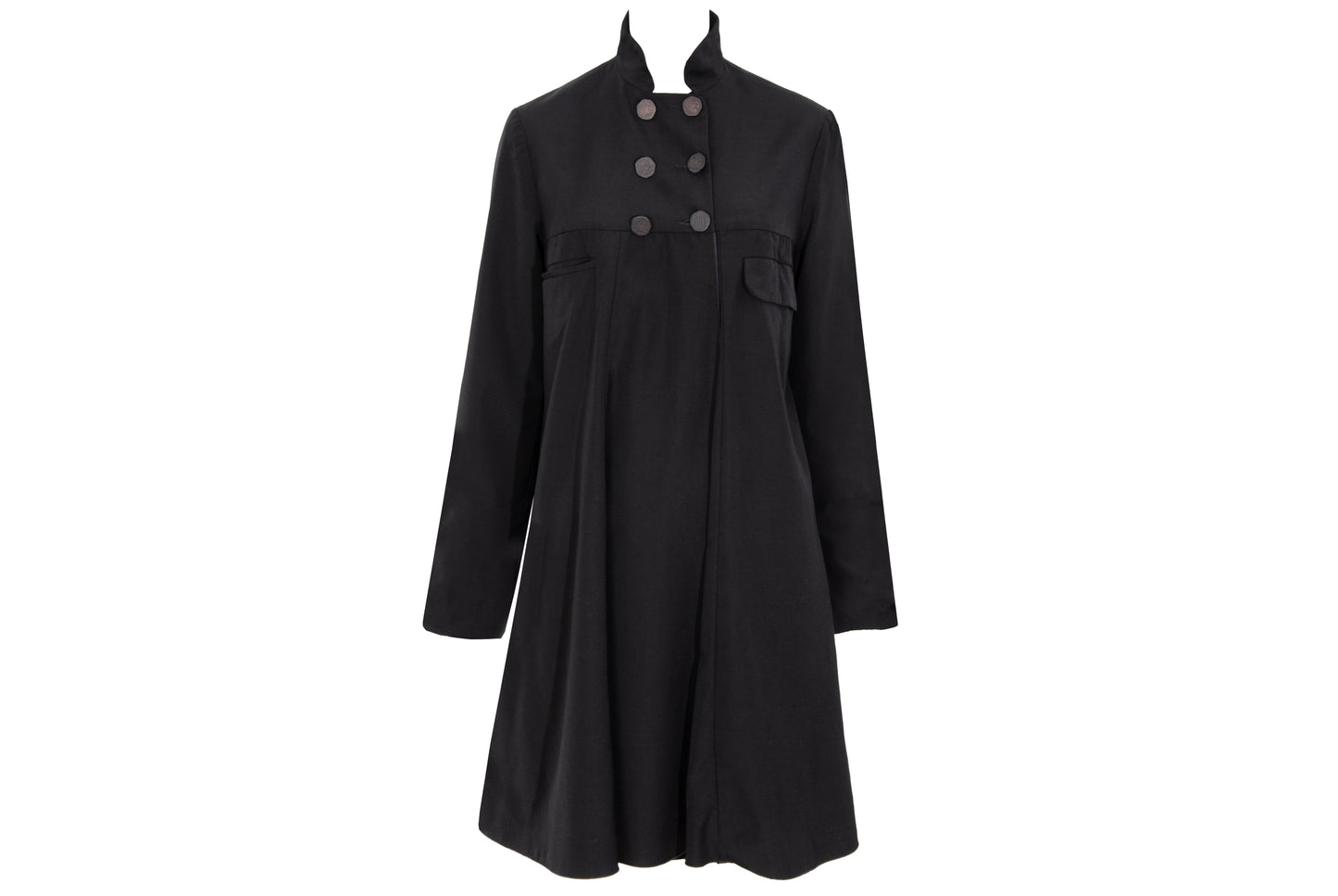 Vintage Chloé black military inspired double breasted lightweight coat - Made in France