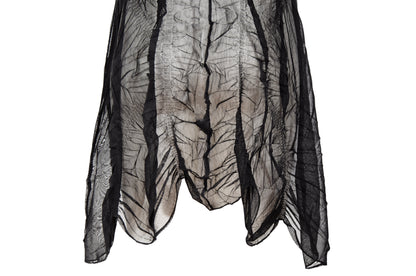 90s French brand permanent pleats sheer mesh sleeveless tunic