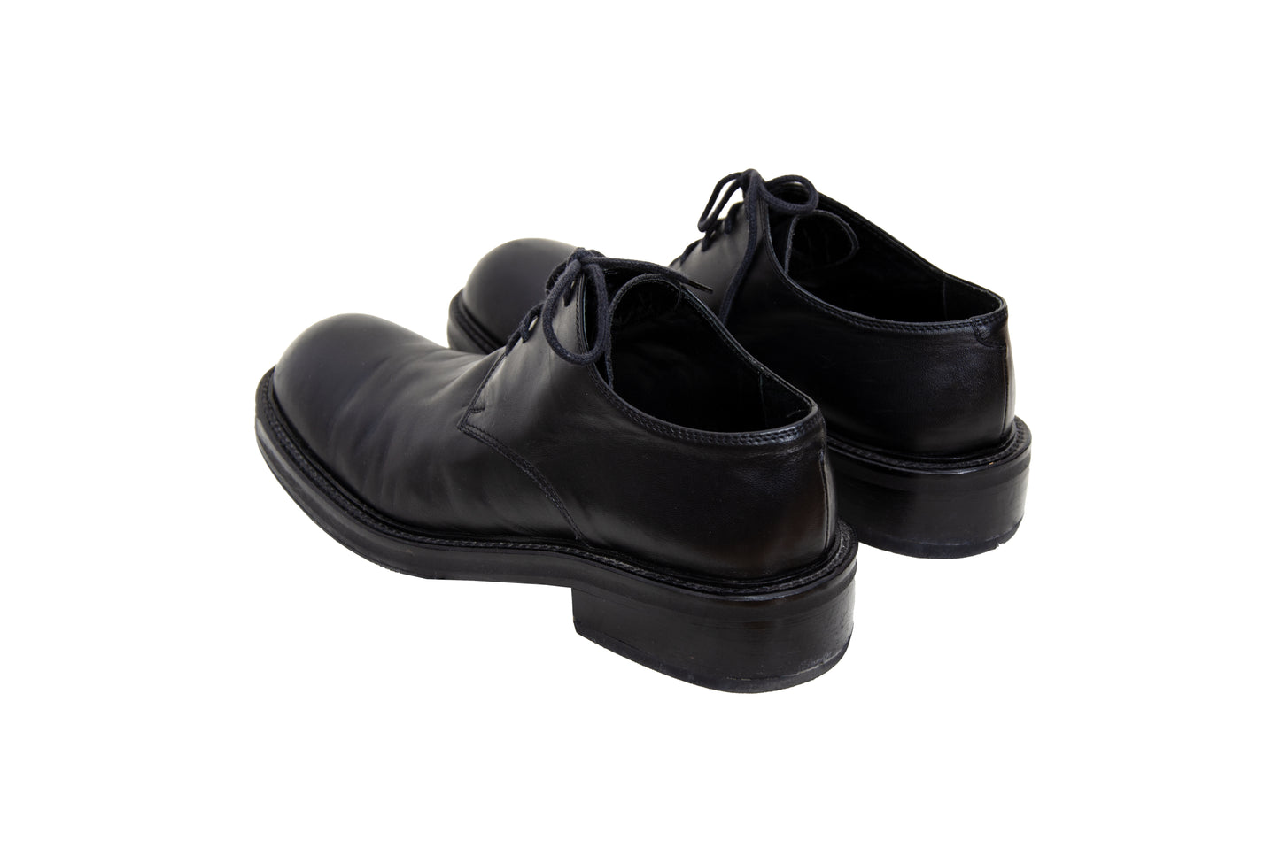 Vintage Collection Privée..? black leather lace-up derby shoes - Made in Italy - EU 39