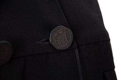 Vintage Chloé black military inspired double breasted lightweight coat - Made in France
