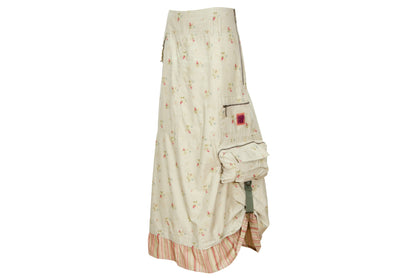 2000s Cop Copine utility multi pocket cargo skirt with romantic floral print