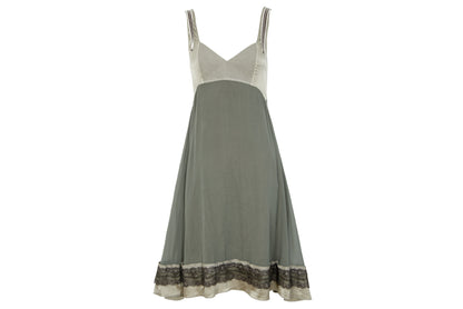 2000s Italian brand silk empire waist dress with lace trim - Made in Italy