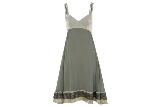 2000s Italian brand silk empire waist dress with lace trim - Made in Italy