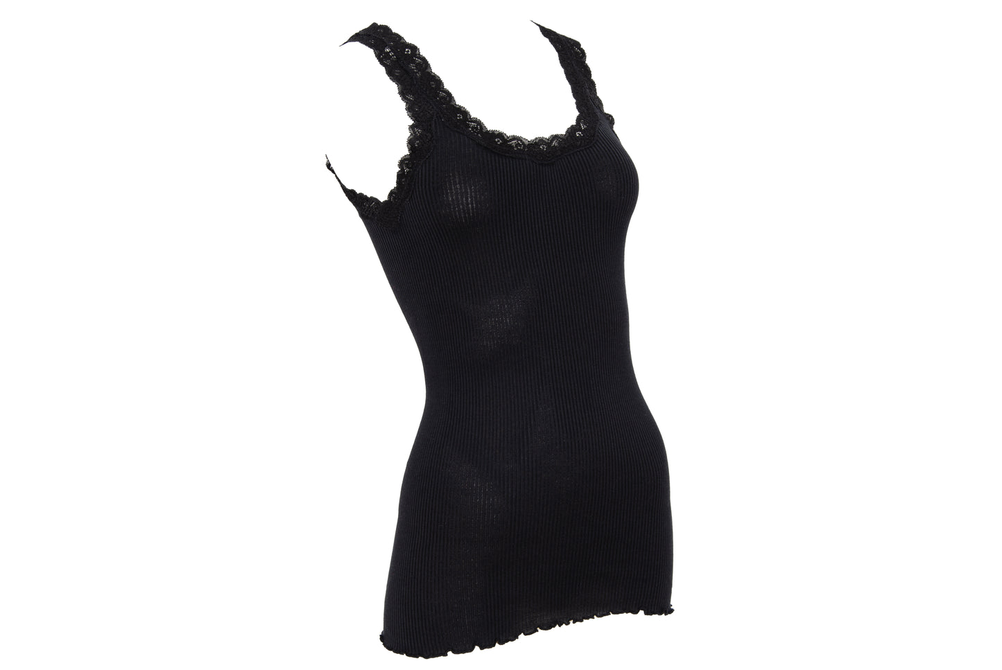 90s silk and cotton plunging neckline lace trim sleeveless top