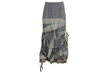 2000s permanent pleats plaid deconstructed avant garde skirt - Vintage French brand - Made in France