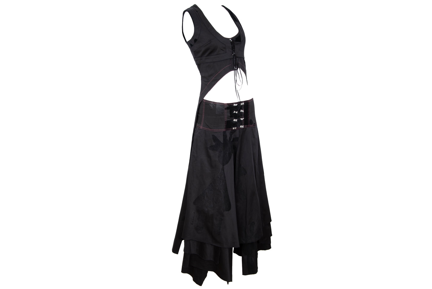 RARE Biche de Bere asymmetric top and corset skirt two piece set