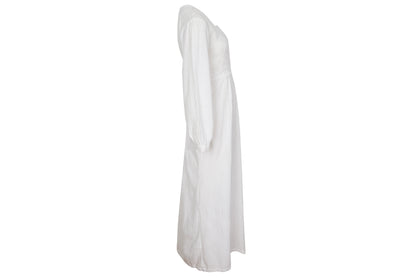 1970s white cotton gauze empire waist embroidered maxi dress