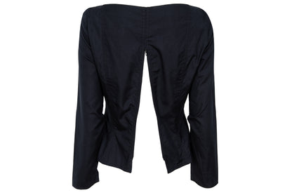 Vintage Easton Pearson black cotton corset inspired lace-up blouse with zip back opening