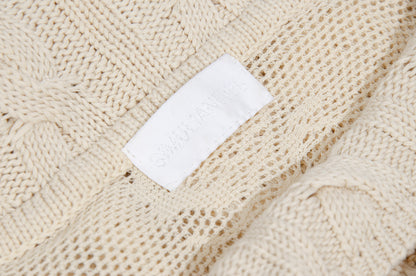 F/W 2002 Simultaneous cream open knit turtleneck mini dress - Made in Italy