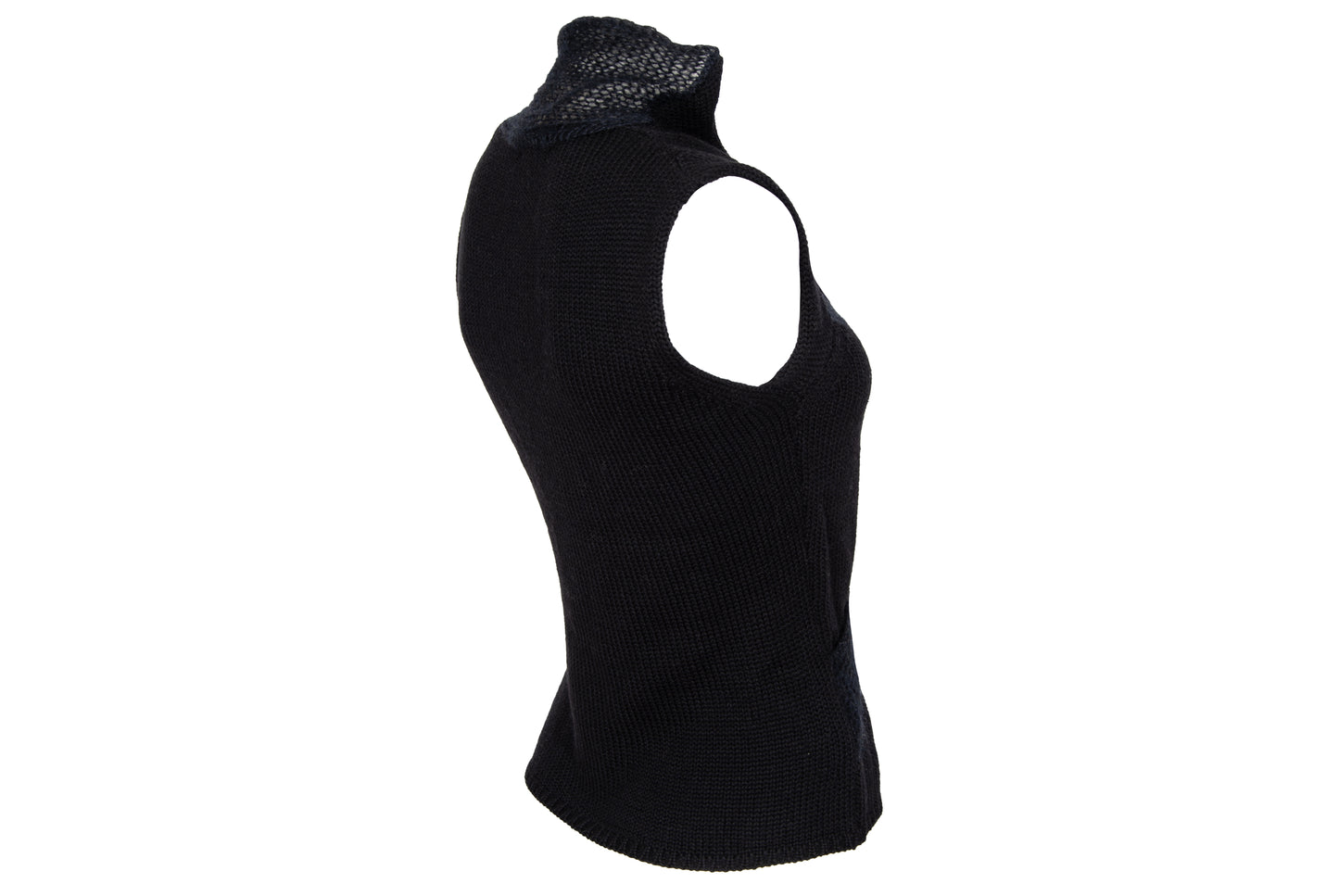 2000s avant garde black fuzzy mohair deformed knit cut out sleeveless top - Italian vintage
