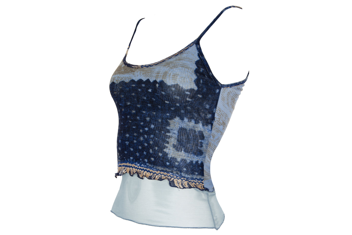 90s sheer mesh camisole - Italian designer sleeveless printed mesh top - Made in Italy