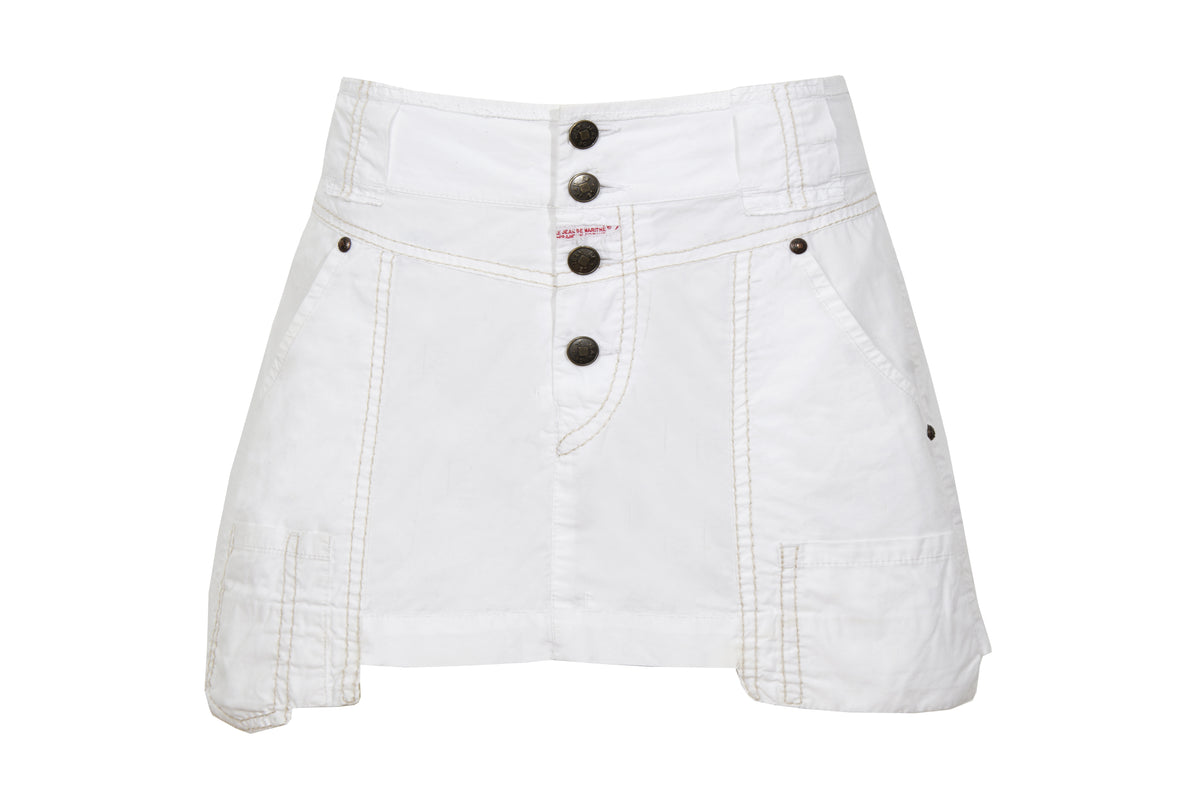 2000s Marithé + François Girbaud white technical utility mini skirt