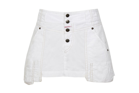 2000s Marithé + François Girbaud white technical utility mini skirt