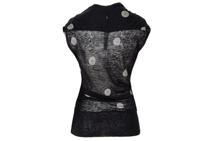 Vintage Italian brand deep plunging cowl neck polka dot fine knit top
