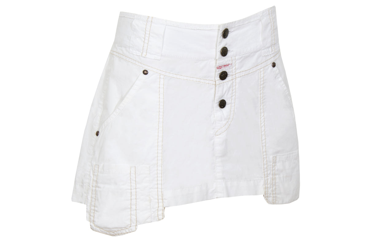 2000s Marithé + François Girbaud white technical utility mini skirt