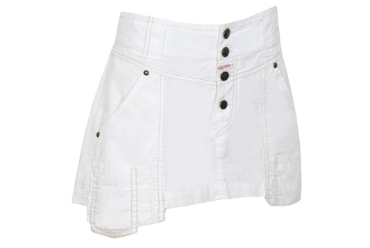 2000s Marithé + François Girbaud white technical utility mini skirt