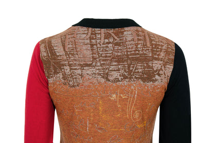 2000s Cop Copine abstract handwriting print top with mismatched long sleeves - Made in France