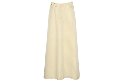 Vintage Jean Paul Gaultier butter yellow pinstripe low waisted maxi skirt