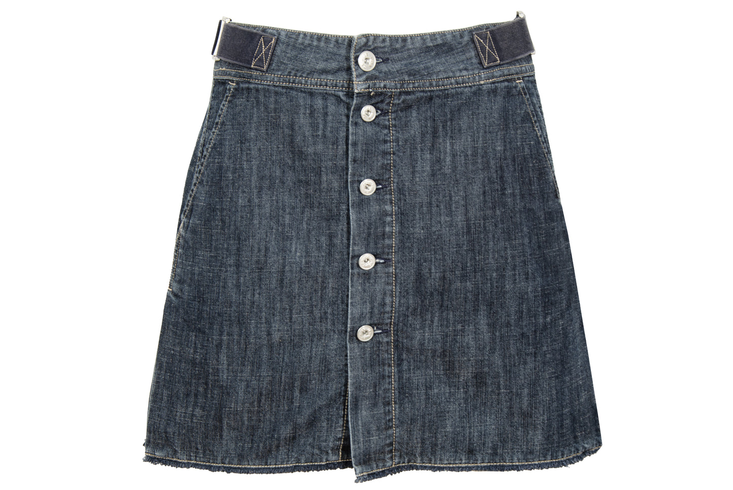 2000s Marithé + François Girbaud technical button front denim mini skirt with buckle details