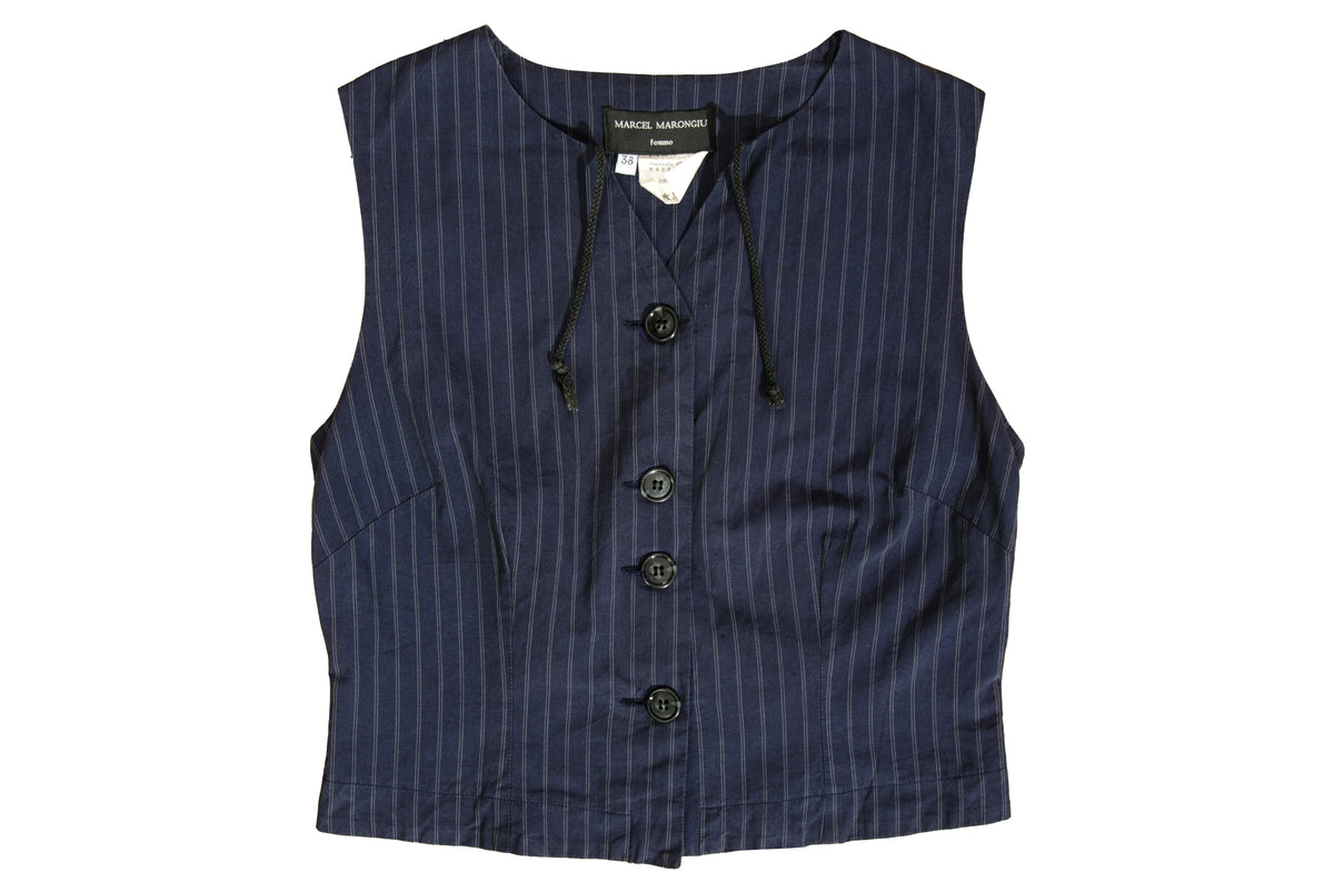90s Marcel Marongiu pinstripe waistcoat - 100% cotton - Made in France