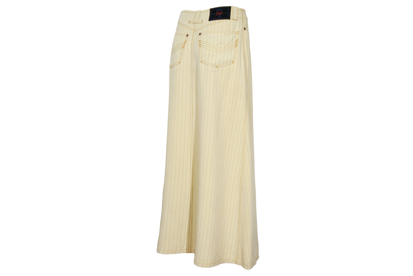 Vintage Jean Paul Gaultier butter yellow pinstripe low waisted maxi skirt