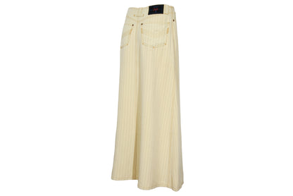 Vintage Jean Paul Gaultier butter yellow pinstripe low waisted maxi skirt