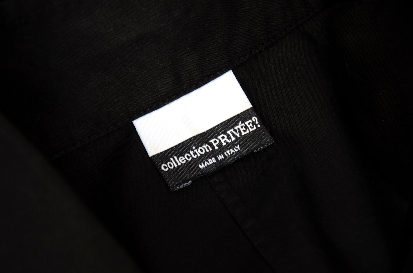 Vintage Collection Privée..? black cotton and leather button up shirt / Made in Italy