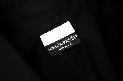 Vintage Collection Privée..? black cotton and leather button up shirt / Made in Italy