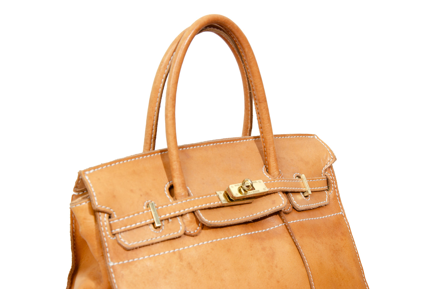 Vintage Japanese brand cognac leather bag - Made in Japan