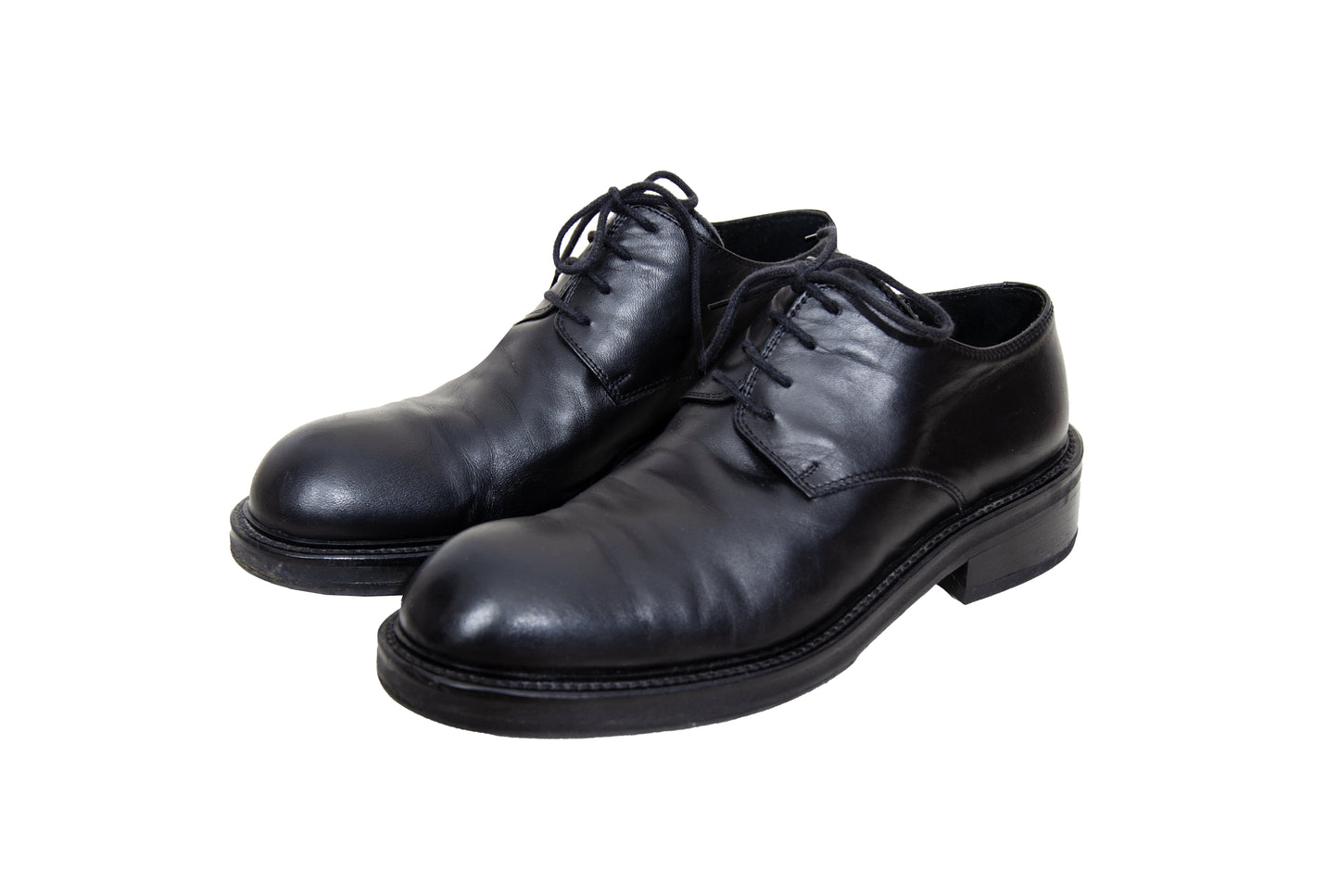 Vintage Collection Privée..? black leather lace-up derby shoes - Made in Italy - EU 39