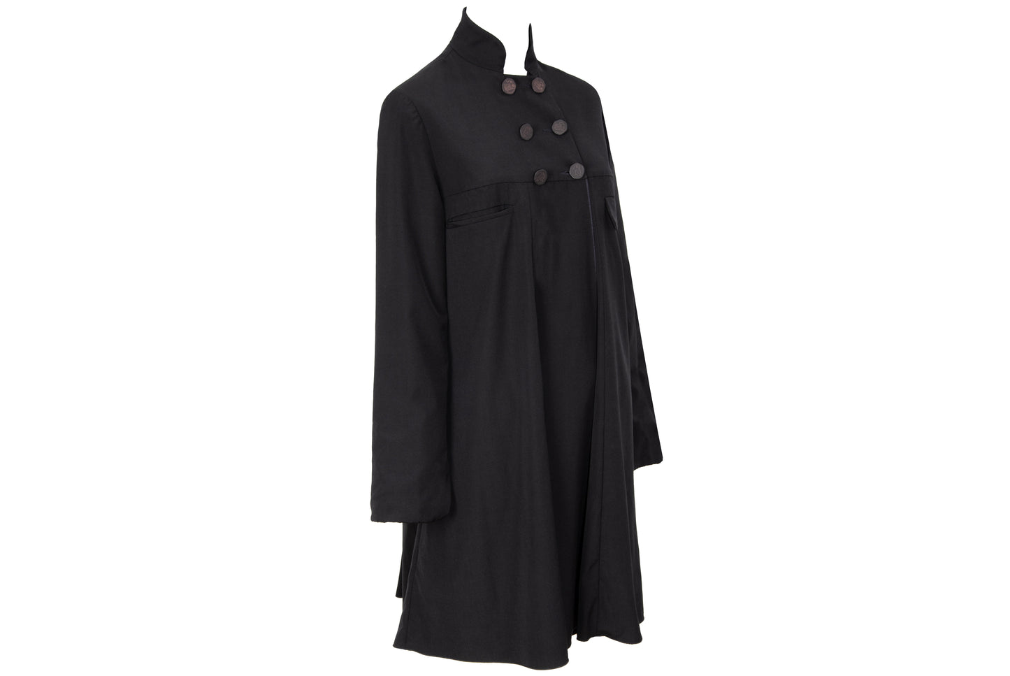 Vintage Chloé black military inspired double breasted lightweight coat - Made in France