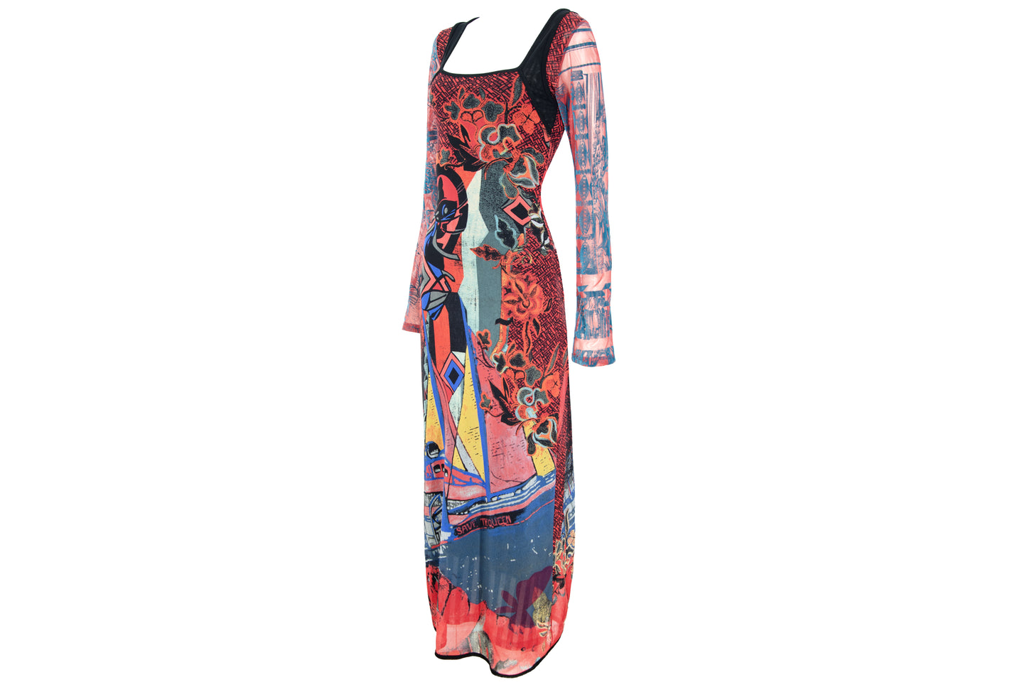 2000s Save The Queen abstract colorful print maxi dress - Made in Italy - M