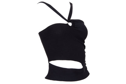 Vintage Italian brand asymmetrical cut top with o-ring and cut-out details - Made in Italy