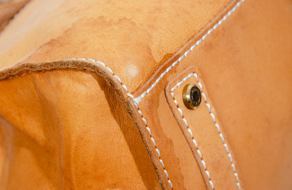 Vintage Japanese brand cognac leather bag - Made in Japan