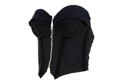 1990s Italian brand black cotton cropped bustier top / Made in Italy