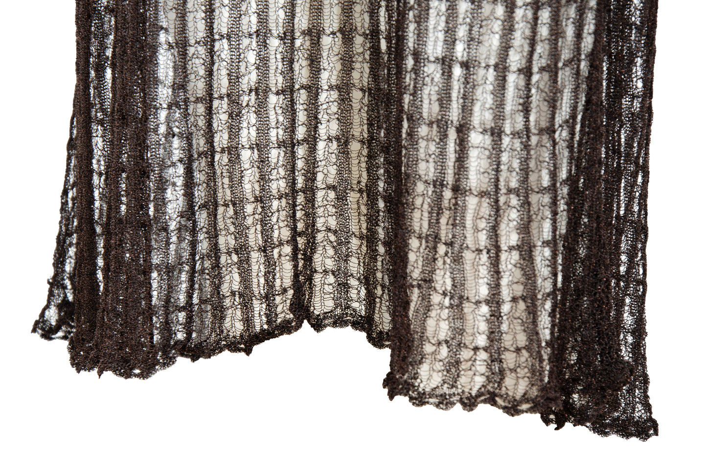 Vintage Dries Van Noten sheer open knit long sleeve brown dress