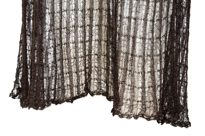 Vintage Dries Van Noten sheer open knit long sleeve brown dress