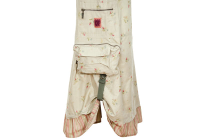 2000s Cop Copine utility multi pocket cargo skirt with romantic floral print