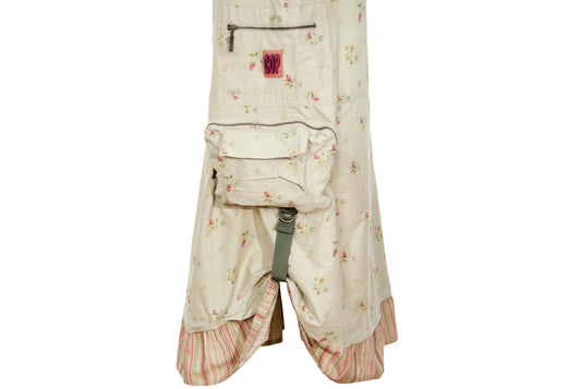 2000s Cop Copine utility multi pocket cargo skirt with romantic floral print