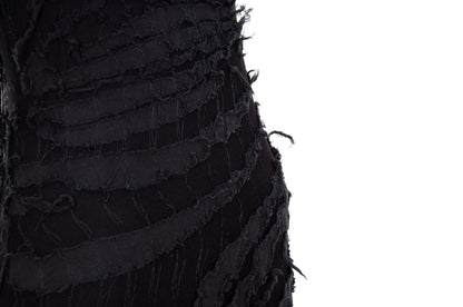 Vintage Italian designer abstract frayed cotton and mesh halter neck maxi dress