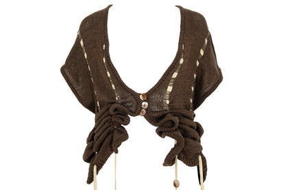 Vintage PierAntonioGaspari brown cotton knit convertible 2-in-1 sleeveless top - Made in Italy