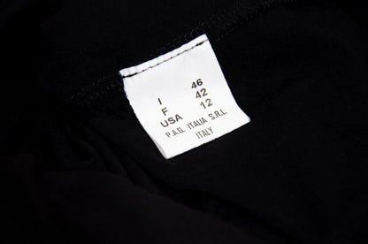 Vintage PierAntonioGaspari minimal black maxi dress with dramatic low back and asymmetrical sleeves