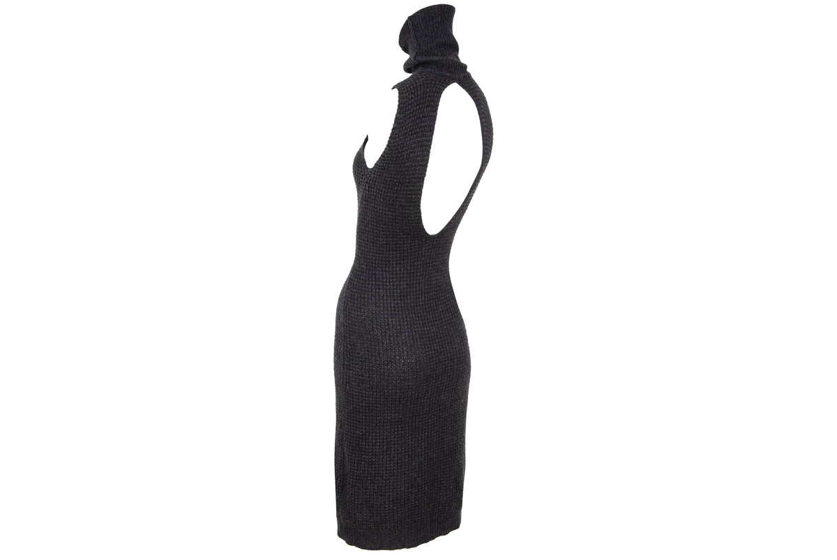 Vintage Italian brand cashmere blend knit open back sleeveless dress - Made in Italy